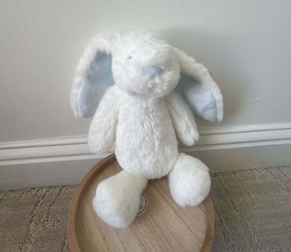 Mud Pie Small Plush Blue Bunny White Stuffed Animal Toy